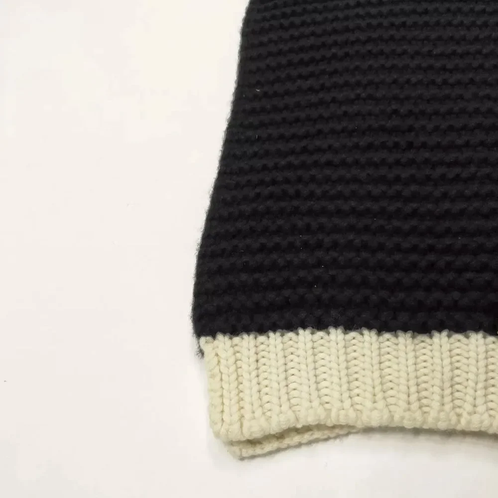 Louis Vuitton Black White Chunky Knit Cashmere Scarf Stole Muffler Shawl Pin